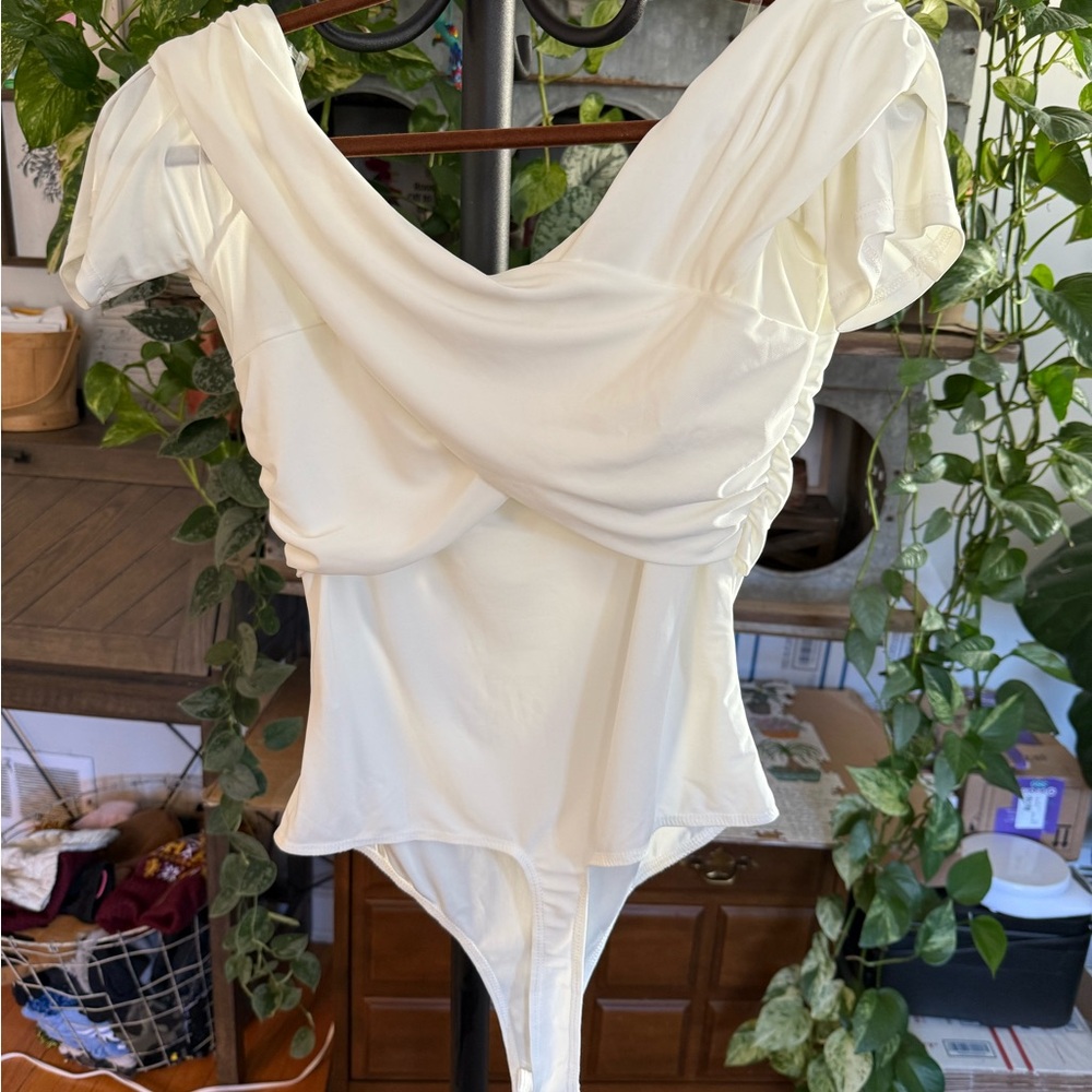 Elegant Off-Shoulder White Bodysuit